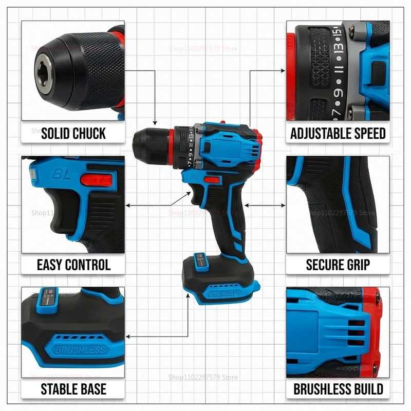 Brushless Cordless Electric Dr - Power Tools For Construction recension och pris